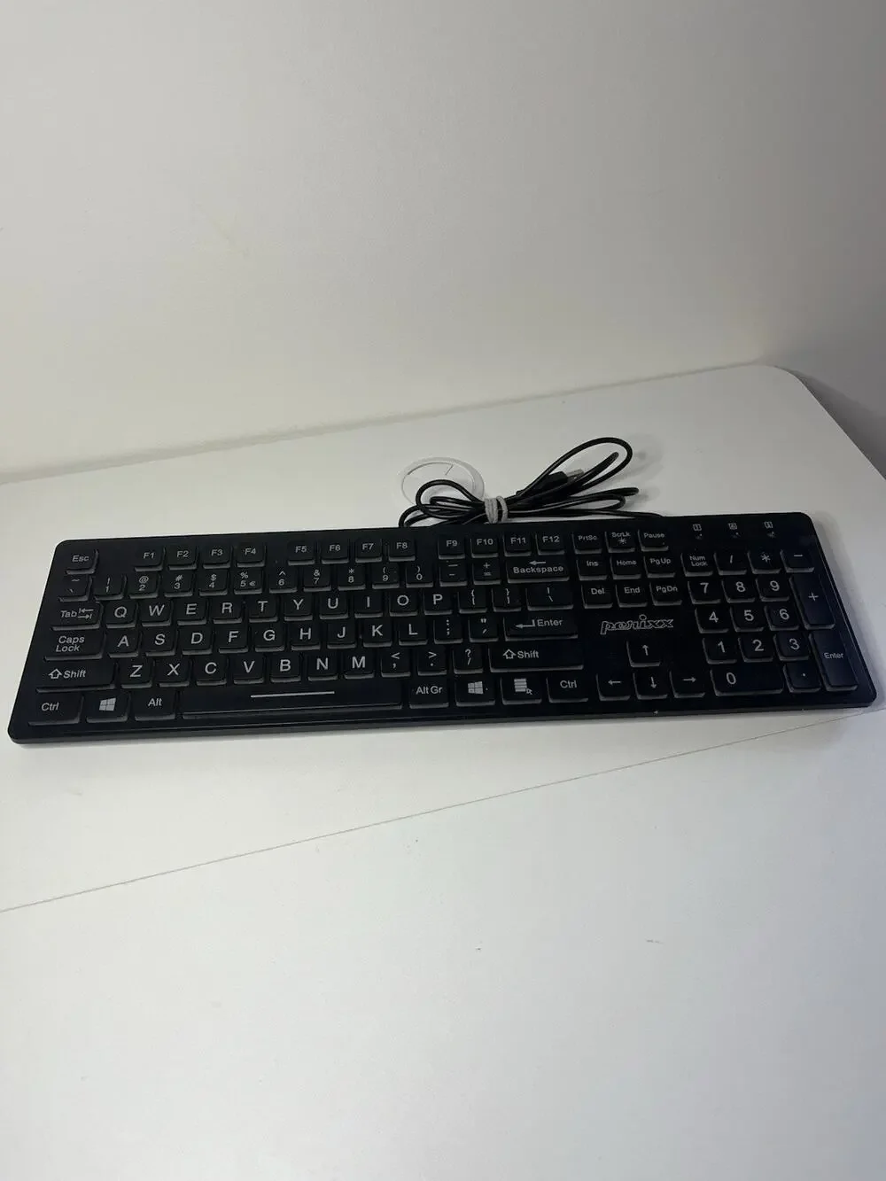 Perixx PERIBOARD-317 Wired Backlit USB Keyboard Big Print Letter with White Ill